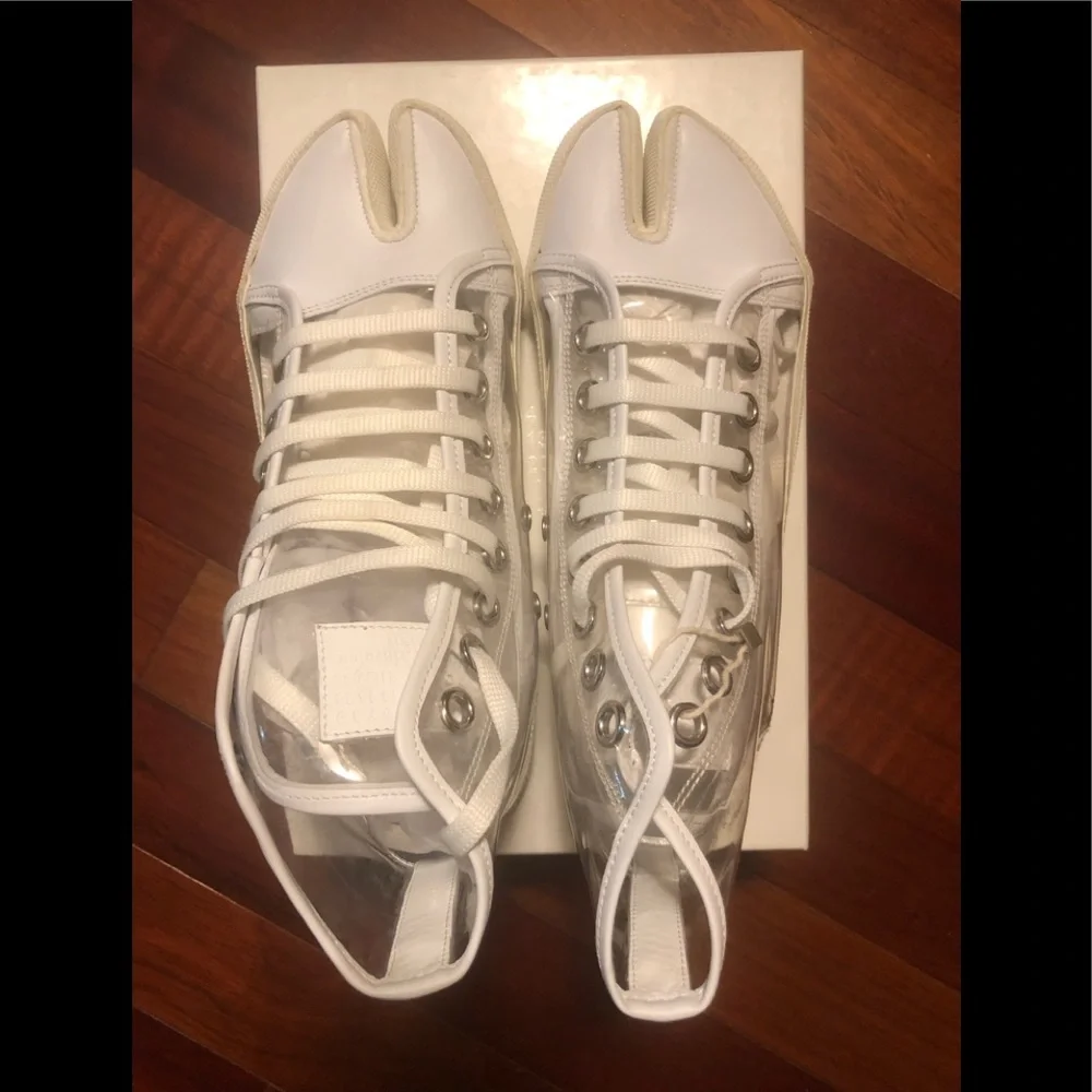 MAISON MARGIELA Tabi Leather-trimmed Pvc Split-toe Sneakers In Clear
